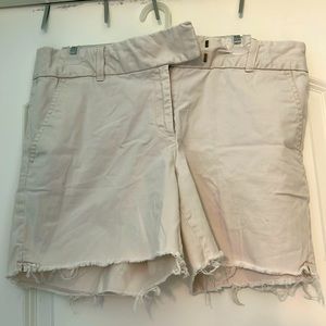 Size 8 LOFT raw hem khaki shorts